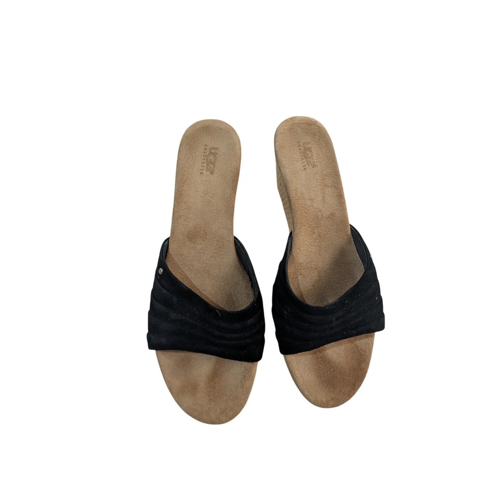 UGG Australia Lucianna Black Suede Jute Wedge Slide Sandals Womens 10 3100